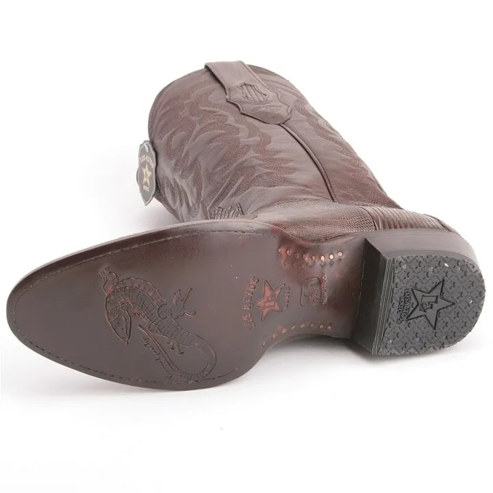 Genuine Teju Lizard Snip Toe Western Boots - Los Altos Brown Leather