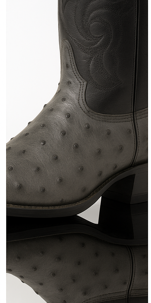 Los Altos Gray Genuine Ostrich Round Toe Boots