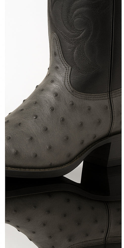 Los Altos Gray Genuine Ostrich Round Toe Boots
