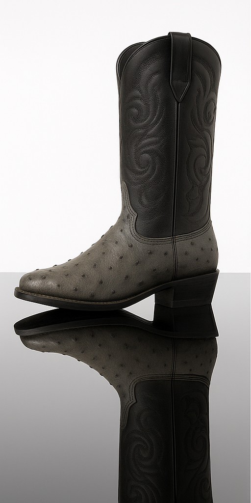 Los Altos Gray Genuine Ostrich Round Toe Boots