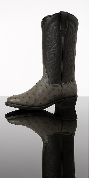 Los Altos Gray Genuine Ostrich Round Toe Boots