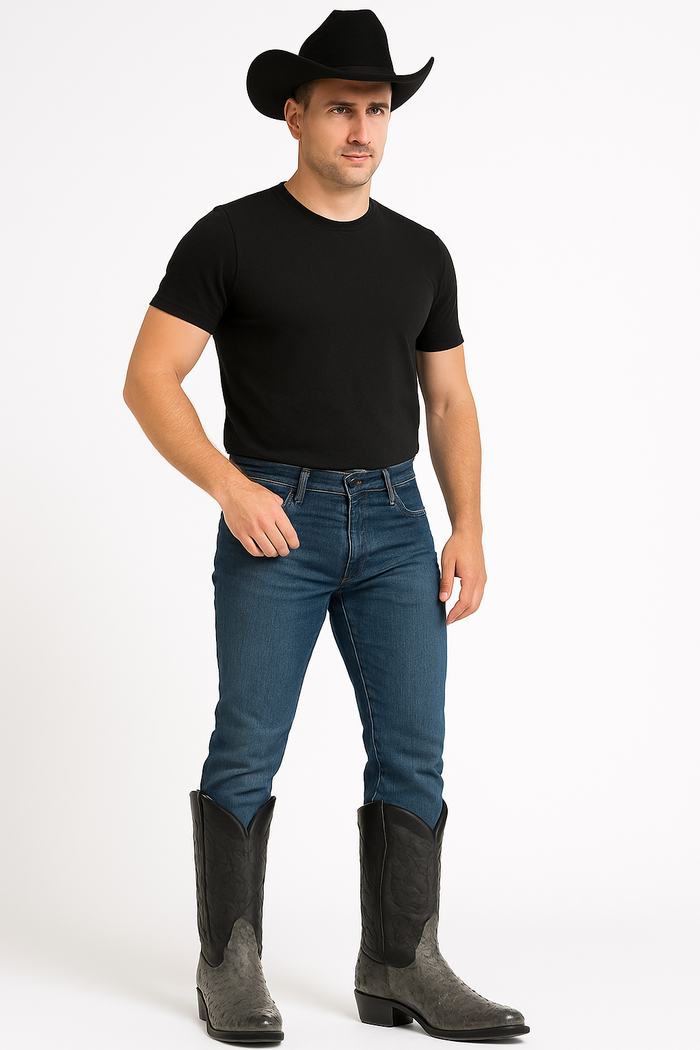 Los Altos Gray Genuine Ostrich Round Toe Boots