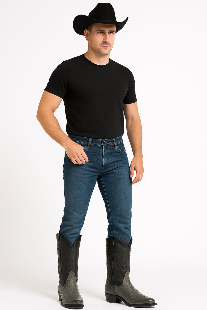 Los Altos Gray Genuine Ostrich Round Toe Boots