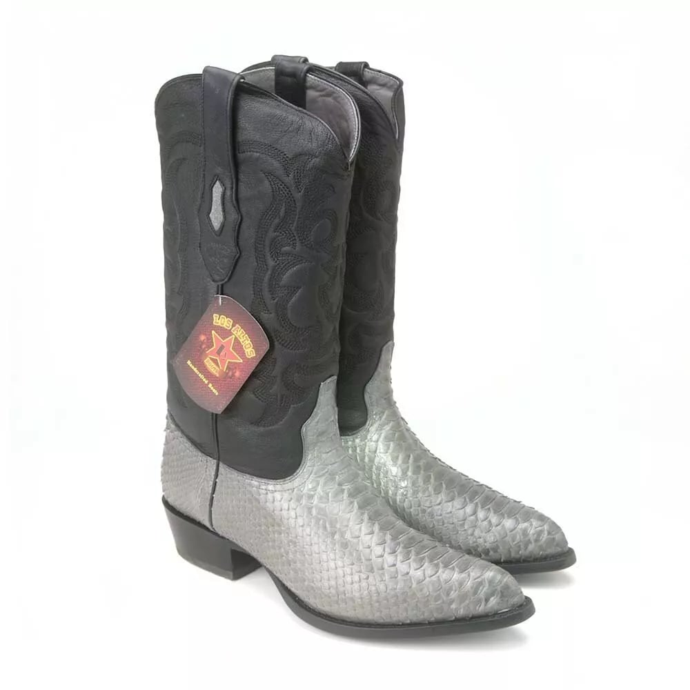 J Toe Cowboy Boots - J Toe Western Boots - Los Altos Navy Eel Skin J-Toe