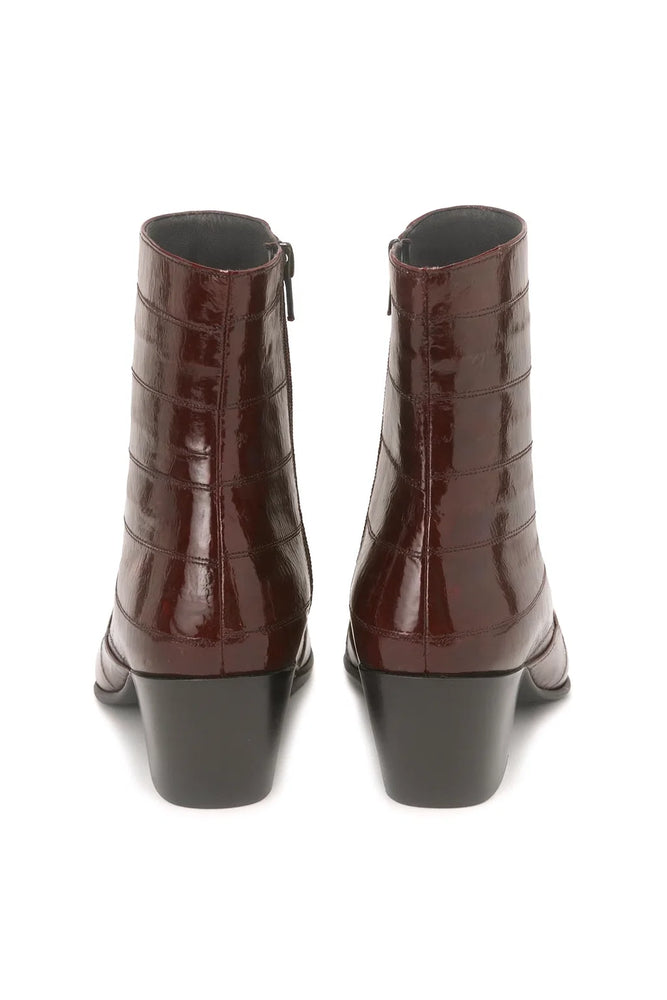 Los Altos Men’s Burgundy Genuine Eel Skin Leather Ankle Boots