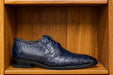 Los Altos Navy All-Over Crocodile Lace Up Dress Shoes