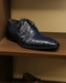 Los Altos Navy All-Over Crocodile Lace Up Dress Shoes