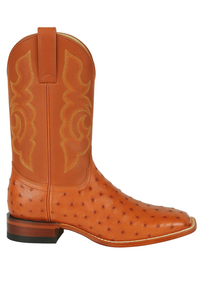 Men's Los Altos Ostrich Skin Wide Square Toe Boots - B