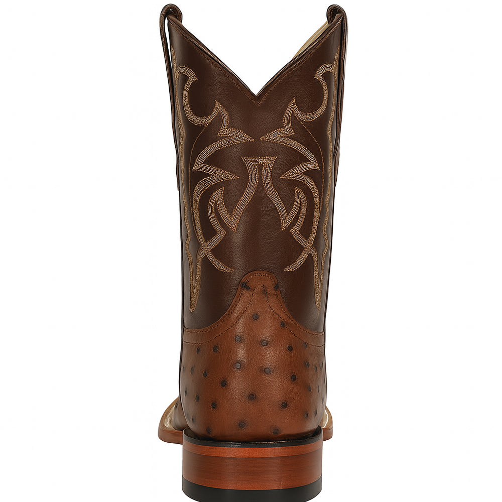 Men's Los Altos Ostrich Skin Wide Square Toe Boots - B