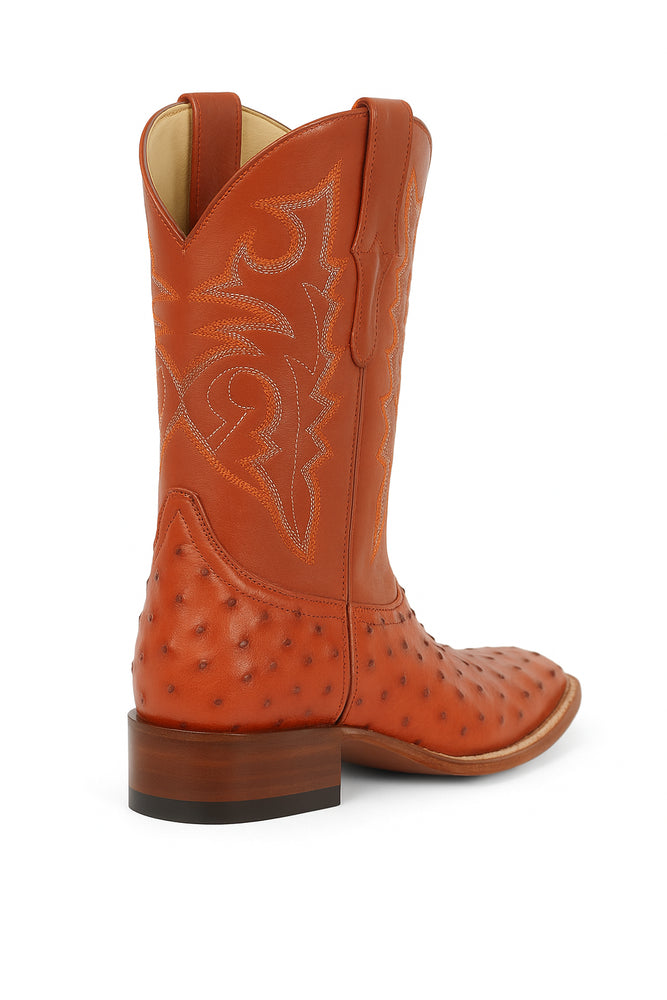 Men's Los Altos Ostrich Skin Wide Square Toe Boots - B