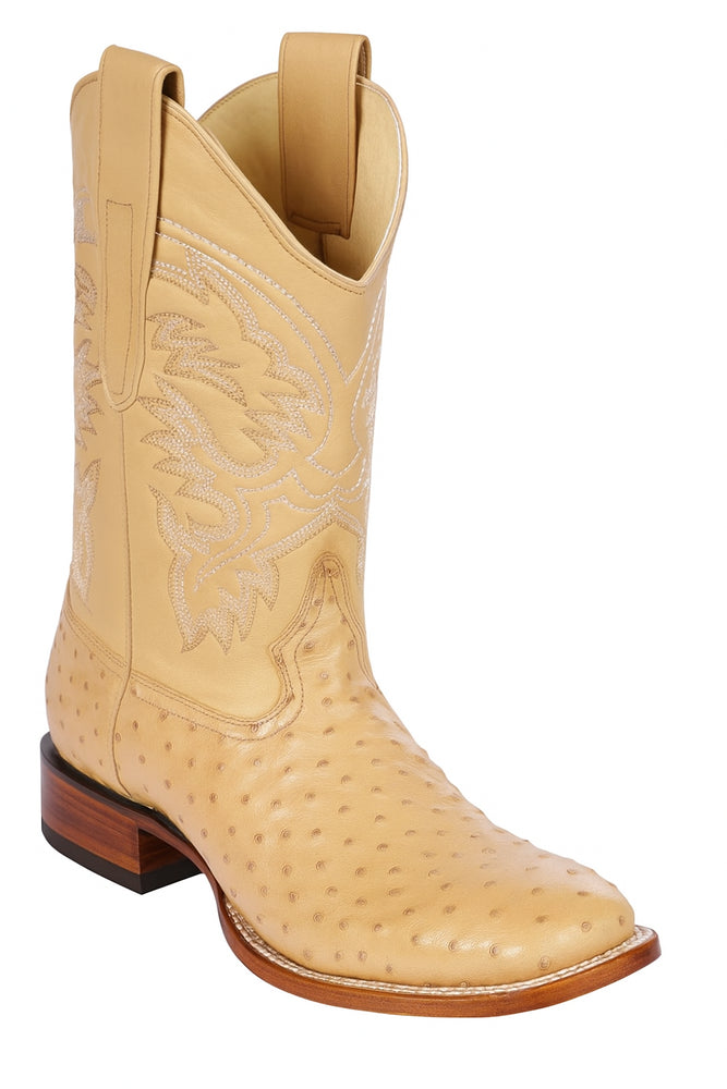 Men's Los Altos Ostrich Skin Wide Square Toe Boots - B