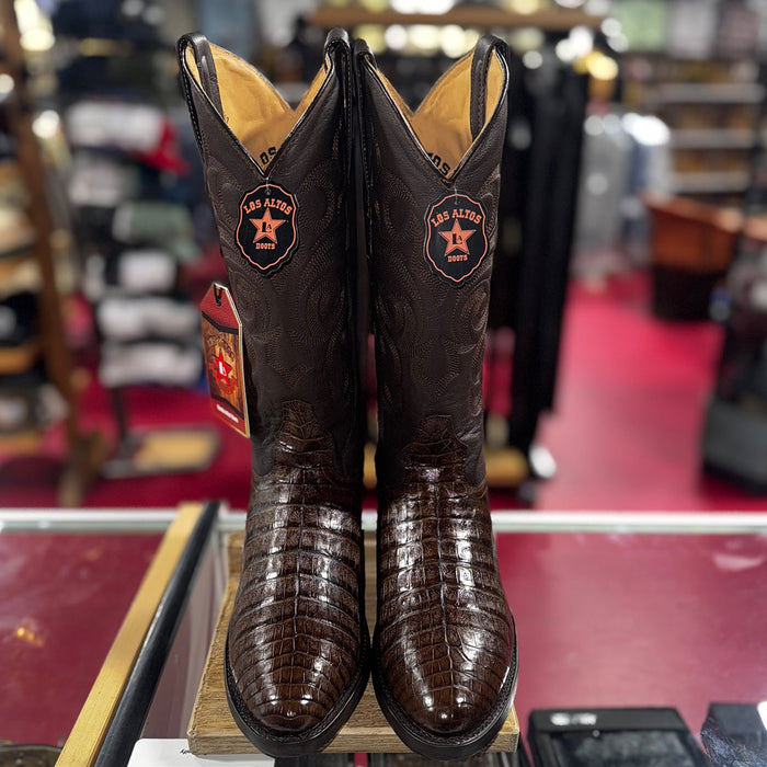 Los Altos Mens Brown Caiman Boot
