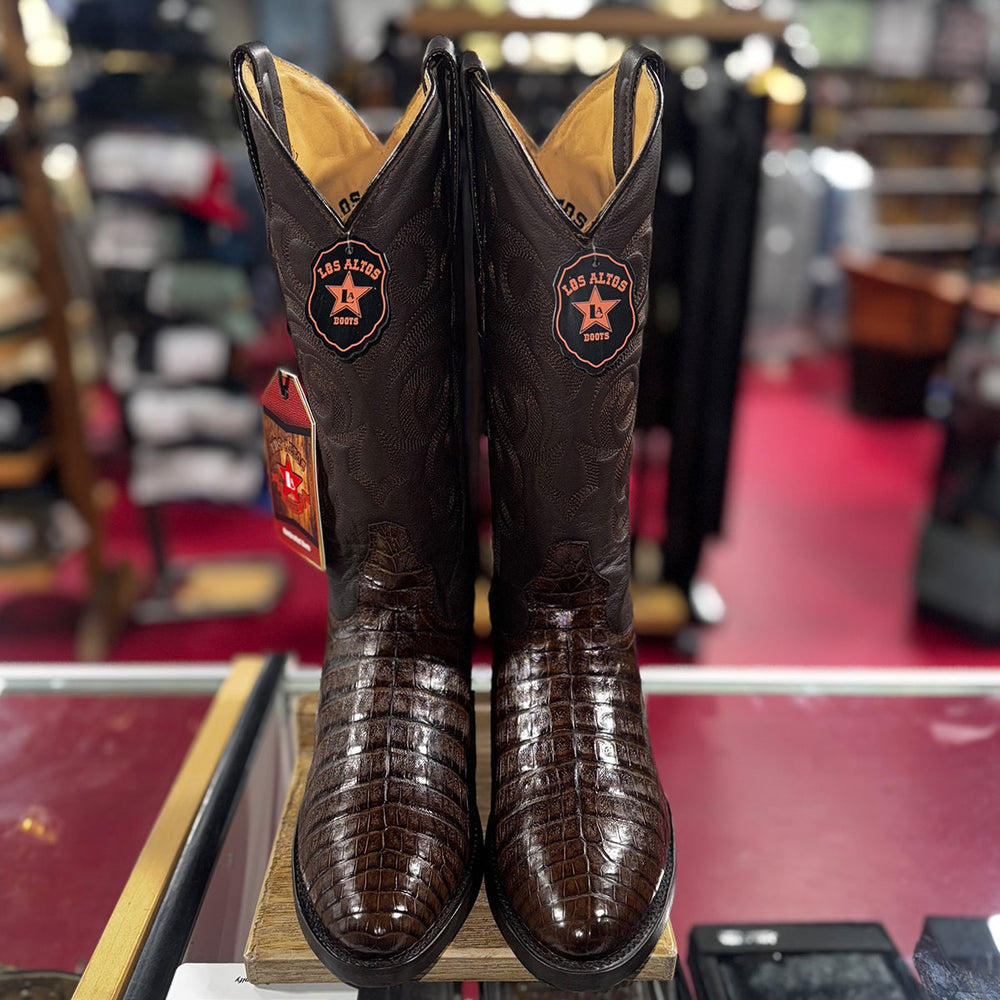 Los Altos Mens Brown Caiman Boot