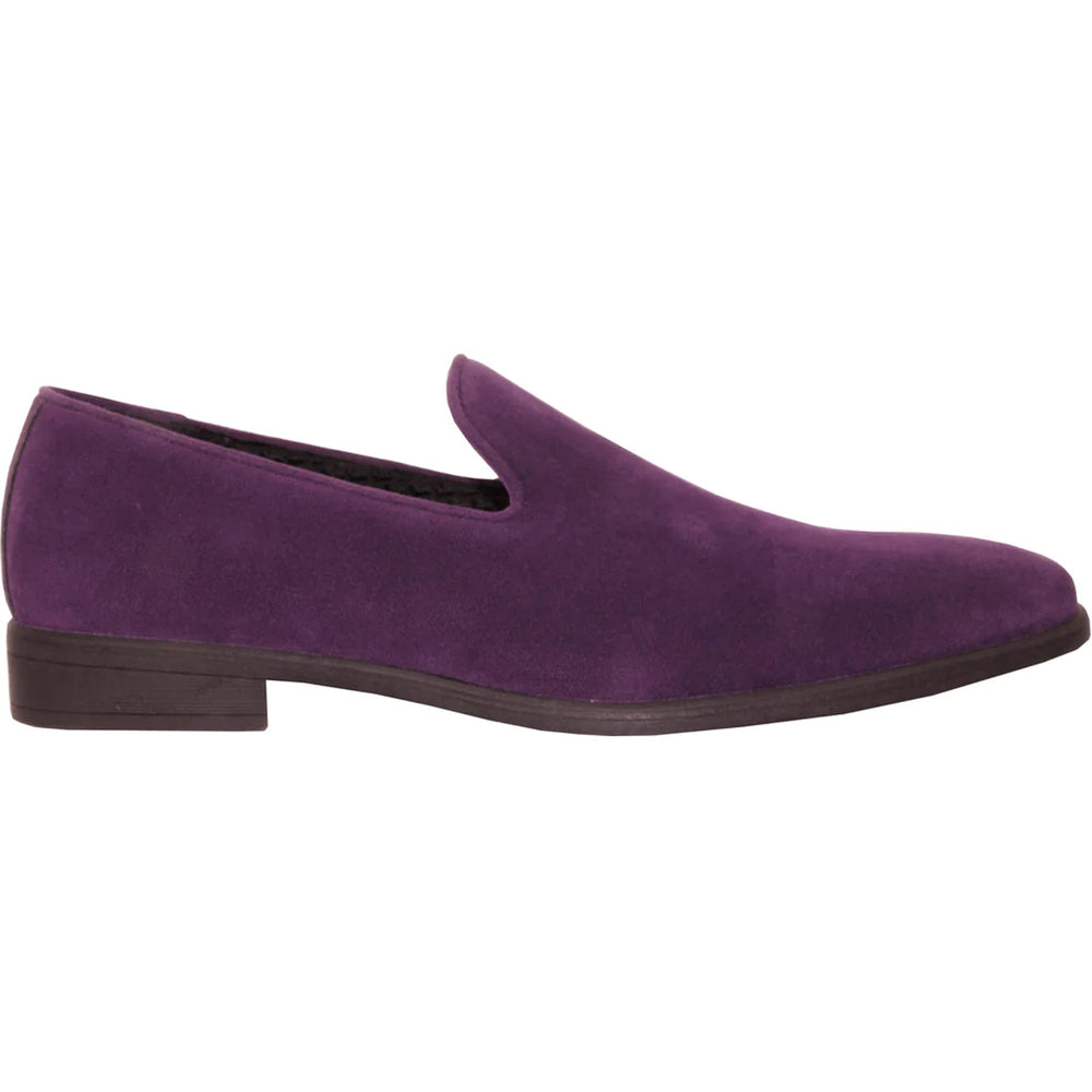 Bravo Mens Vegan Suede Wedding & Prom Slip On Loafer Dress Shoe in Purple