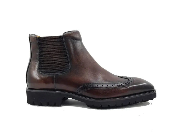 Carrucci Lug Sole Chelsea Boot with Wingtip Toe
