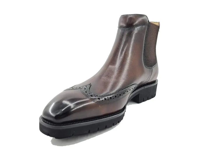 Carrucci Lug Sole Chelsea Boot with Wingtip Toe