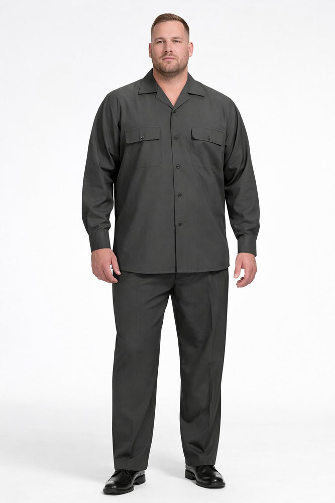 Mens Luxury Charcoal Grey Wool Two-Piece Leisure Walking Suit