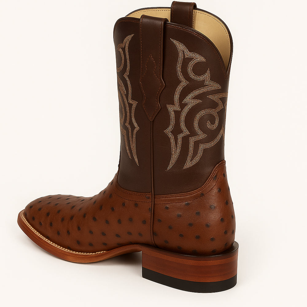 Men's Los Altos Ostrich Skin Wide Square Toe Boots - B
