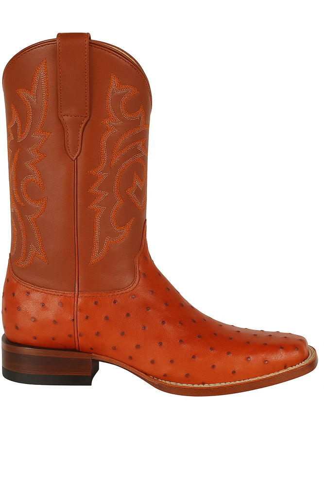 Men's Los Altos Ostrich Skin Wide Square Toe Boots - B