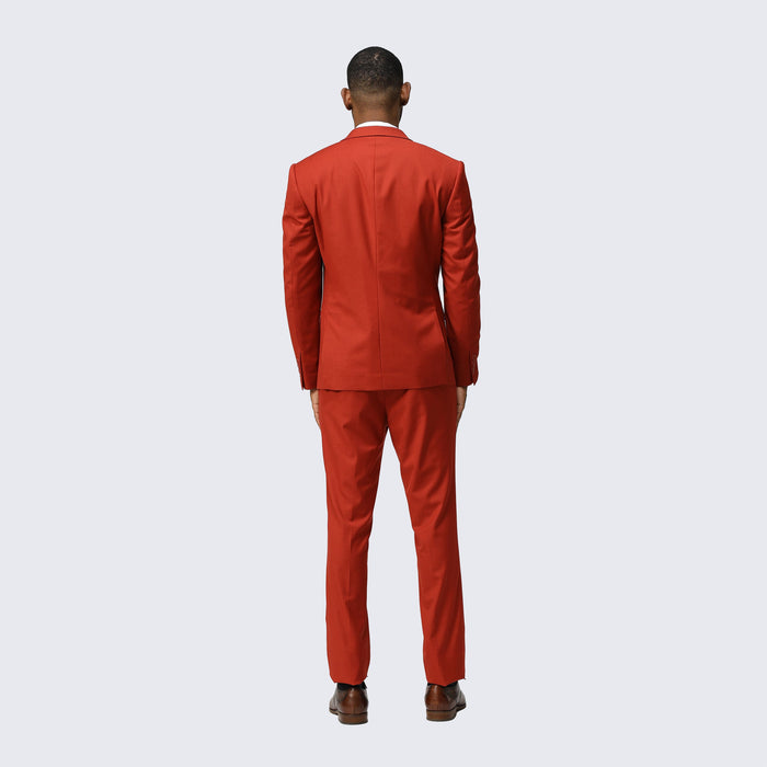 Brick Red Skinny Fit Suit Three Piece Set - Wedding - Prom
