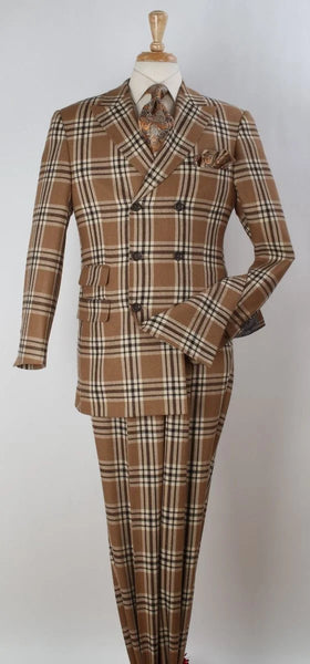 Apollo King Men's 3pc 100% Wool Outlet Double Breasted Suit Fashion Design