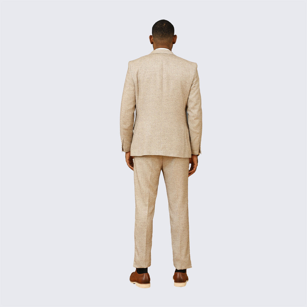 Beige Tweed Suit Three Piece Set - Wedding - Prom