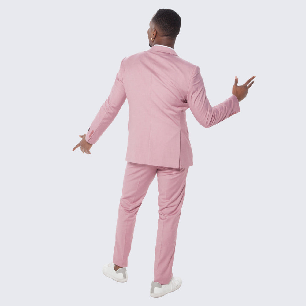 Mauve Slim Fit Suit With Double Breasted Vest - Wedding - Prom