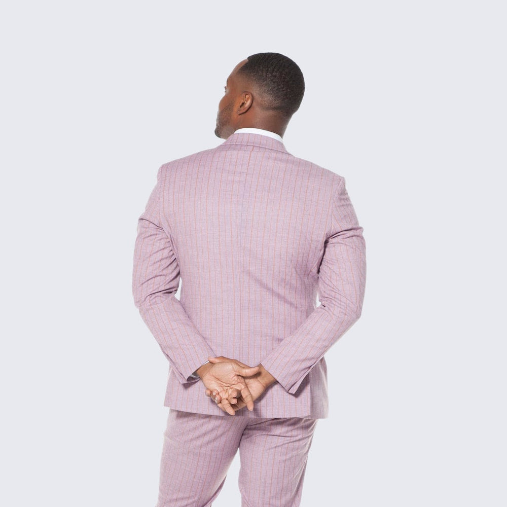 Dusty Rose Suit with Pinstripes Three Piece Set - Wedding - Prom