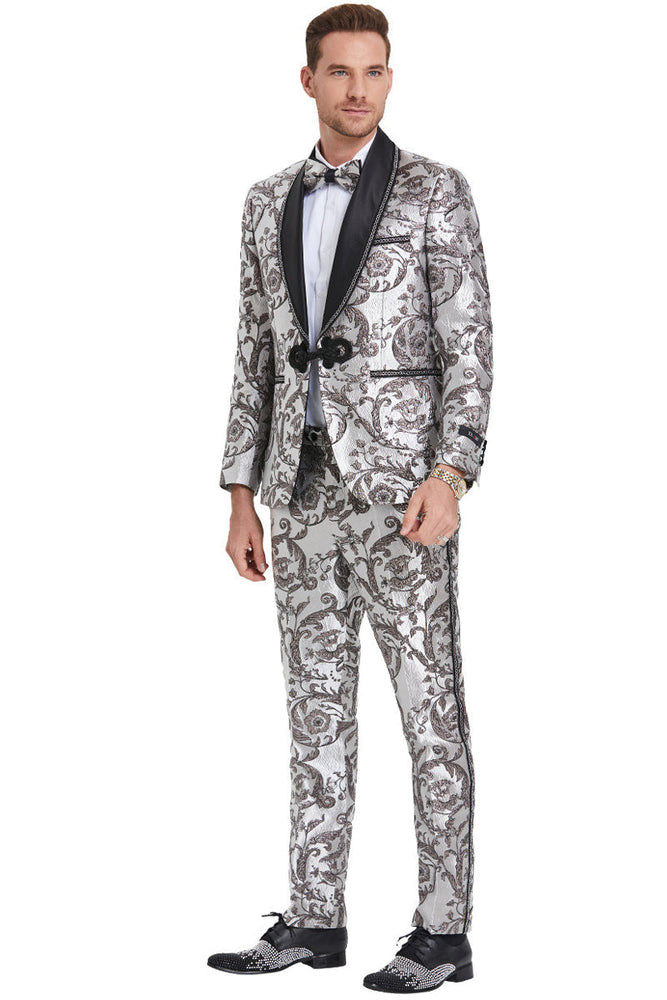 Mens Silver & Black Tuxedo by Tazzio Suits