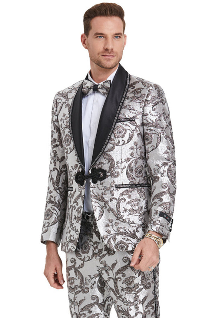 Mens Silver & Black Tuxedo by Tazzio Suits