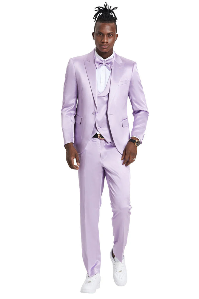 Mens Easter Suit - Jacket and Pants in Summer Color Lavender Modern Fit Light Weight