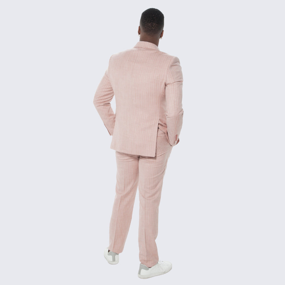 Rose Pinstripe Suit Double Breasted Wide Peak Lapel - Wedding - Prom