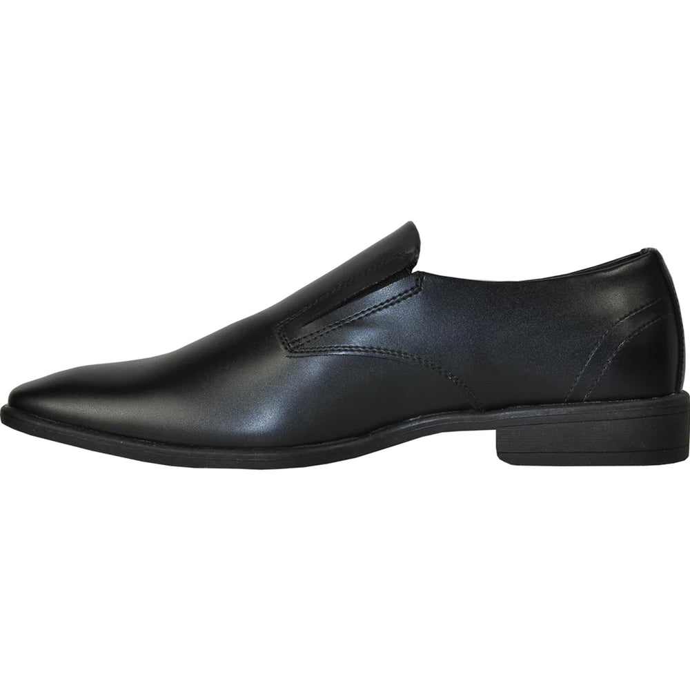 Bravo Mens Plain Pointy Square Toe Dress Loafer in Black - Men's Dress Shoes