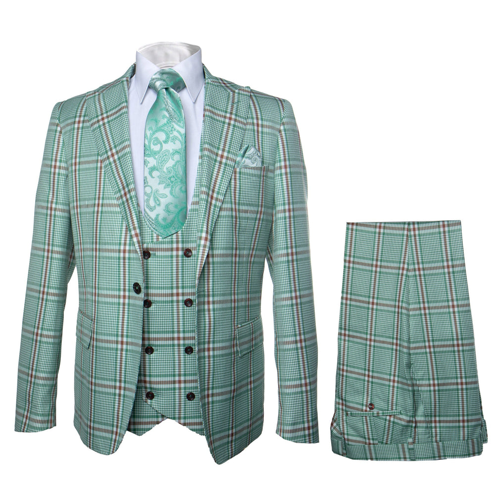 Rossi Man MAX RM1825 Slim Fit 3-Piece Mint Green Suit - Formalwear
