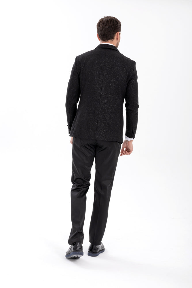 Mens Glitter Sequin Flashy in Color "Black" Tuxedo Dinner Jacket Blazer Sportcoat