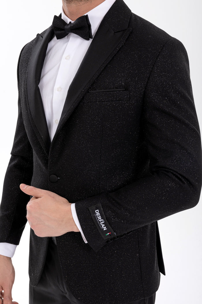 Mens Glitter Sequin Flashy in Color "Black" Tuxedo Dinner Jacket Blazer Sportcoat