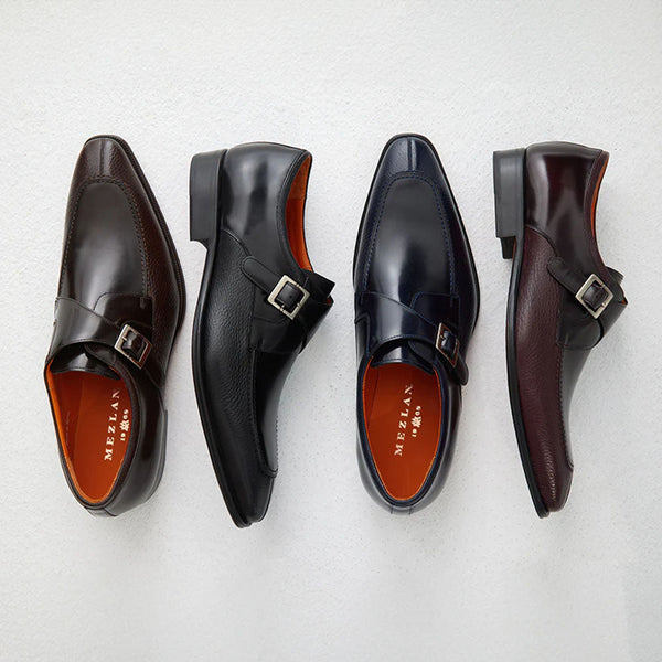 Mezlan Pego Deerskin Monk Strap Navy (21158)