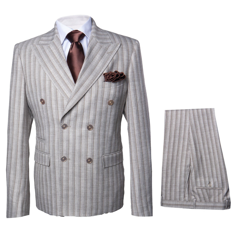 Rossi Man RM1845 – Premium Milano Fit Double-Breasted Striped Suit for Formal & Business Wear