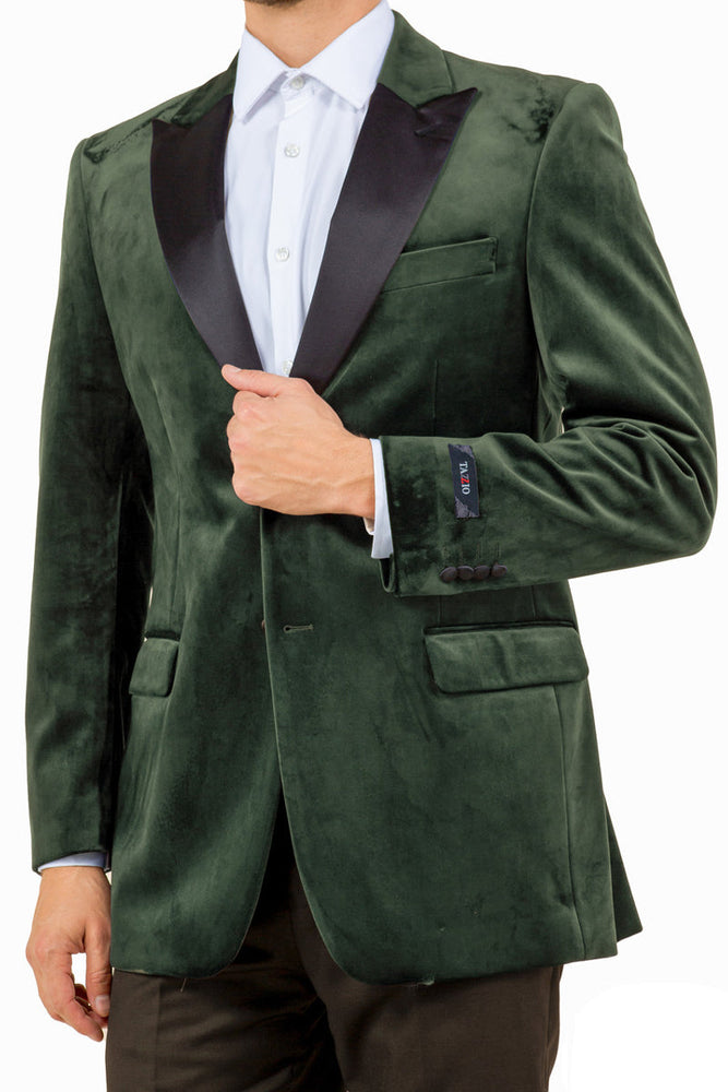 Men's Olive Green Velvet Tuxedo Jacket for Weddings & Proms