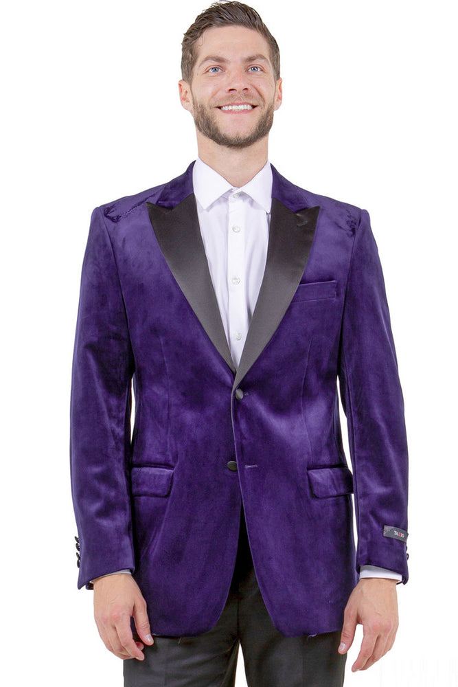 Men's Velvet Tuxedo Jacket in Purple from Tazzio Suits