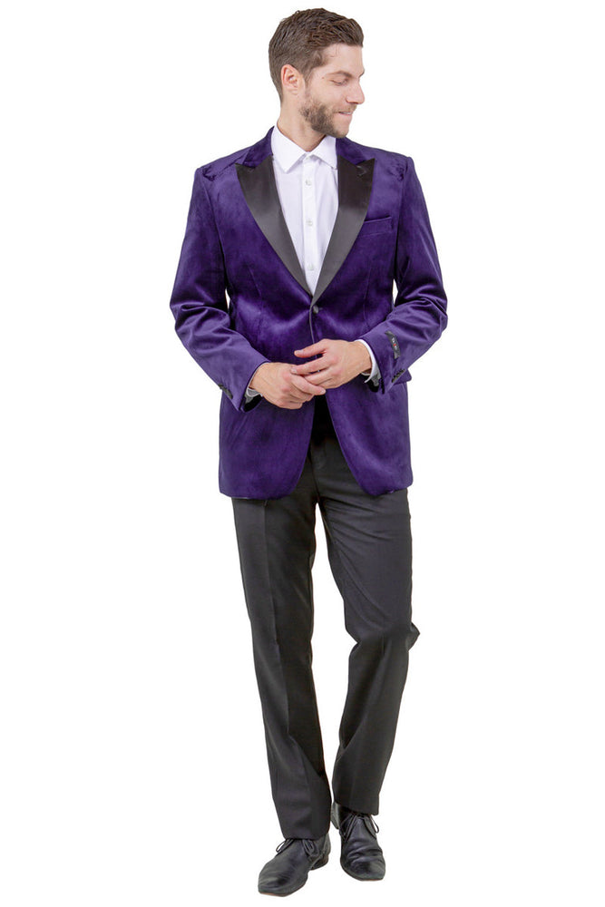 Men's Velvet Tuxedo Jacket in Purple from Tazzio Suits