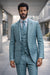 Statement Men's Plaid Jade Green Modern Fit 3 Piece Fashion Suit Modena