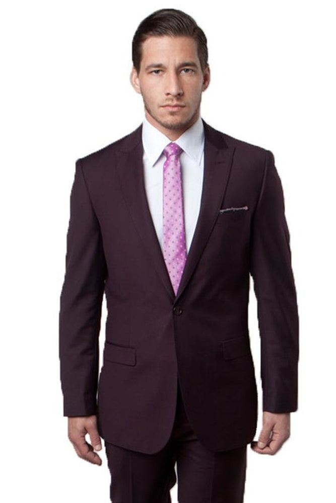 Men's Slim Fit Eggplant Suit from Tazzio Suits