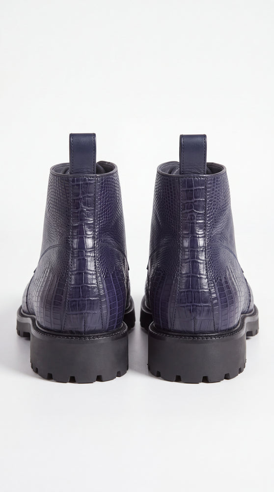 Los Altos Navy Genuine Lizard & Stingray Ankle Boots