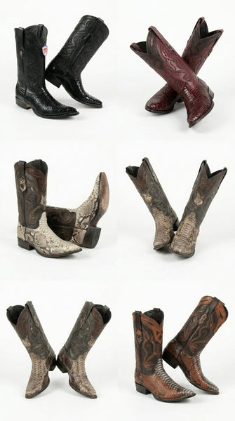 Men’s Wild West Python Skin 3X Toe Boots 29557, Exotic Western Cowboy Dress Boots