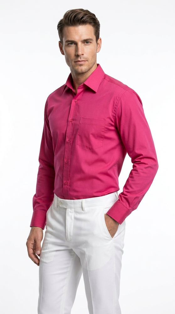 Men’s Basic Dress Shirt, 65% Polyester 35% Cotton Regular Collar Shirt in 34 Colors