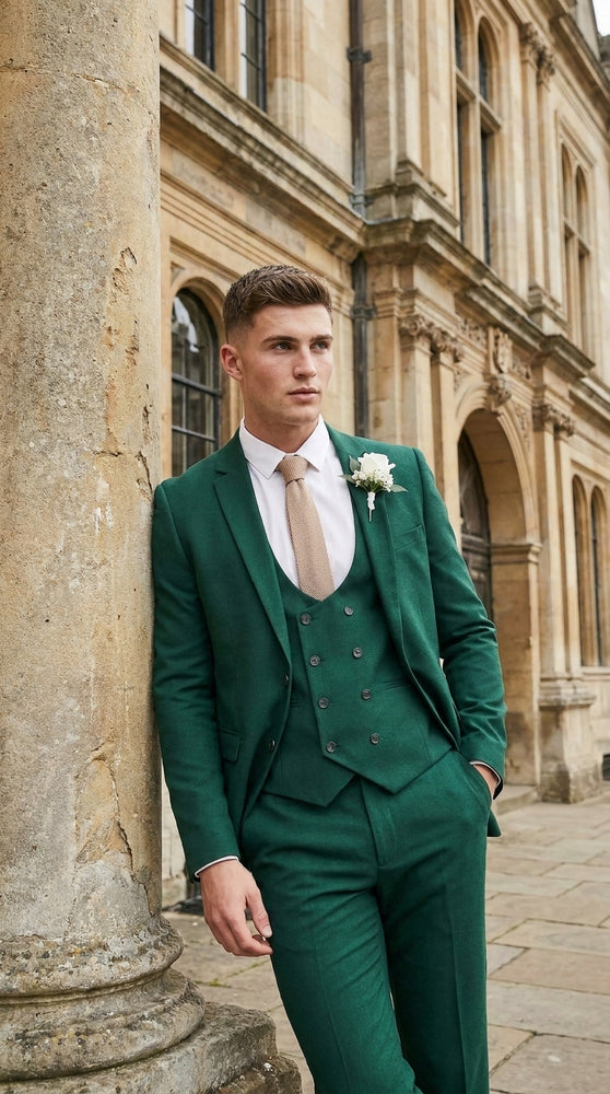 Men’s Emerald Green 3-Piece Suit – Hunter Green Wedding, Prom and Formal Suit with Vest