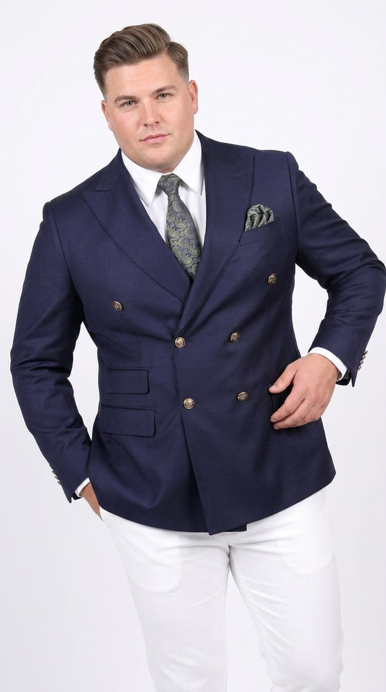 Men’s Navy Blue Double Breasted Blazer, Formal Sport Coat with Gold Buttons