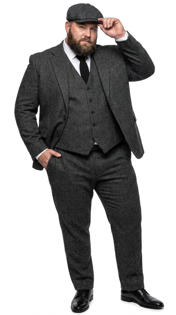 Men’s Charcoal Great Gatsby 3 Piece Suit, 1920s Gangster Vintage Formal Dress Suit
