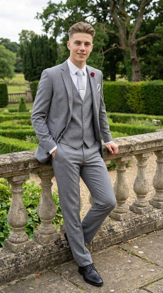 Boys and Guys Light Grey Graduation Suit with Vest, Formal Dress Suit for Special Occasions